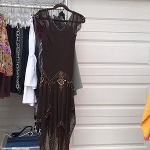 Brown beaded dance dress